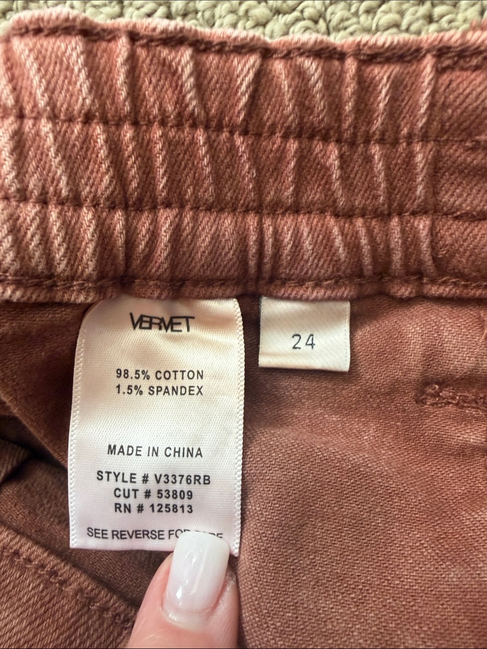 Vervet  Straight Cargo Pants in Washed Rust - Picture 7 of 11